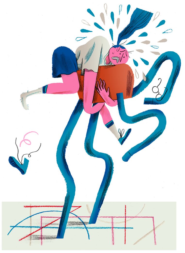 'Een van de redenen waarom de sprong over de bok niet lukt is angst', zegt Michel Vander Velpen, leerkracht lichamelijke opvoeding. Beeld Charlotte Dumortier