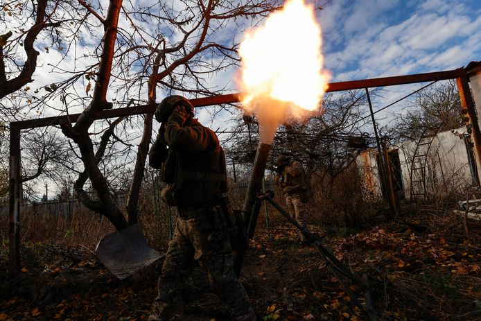 Beeld aan de frontlijn in Donetsk.