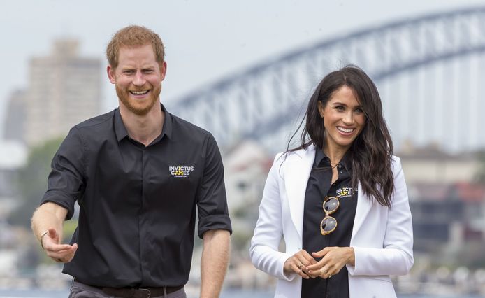 Prins Harry en zijn vrouw Meghan Markle op bezoek in Sydney.