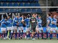 De spelers van  FC Den Bosch vieren een van de drie treffers tegen FC Dordrecht.