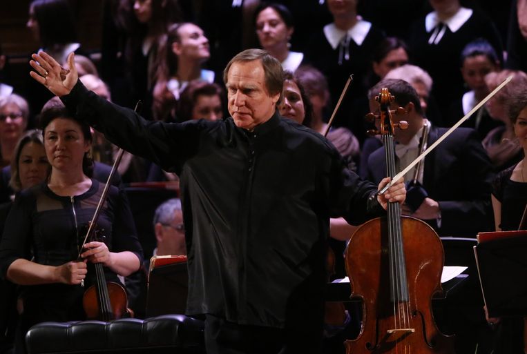 Cellist Roldugin at the 2016 performance in Moscow.  Image Getty Images