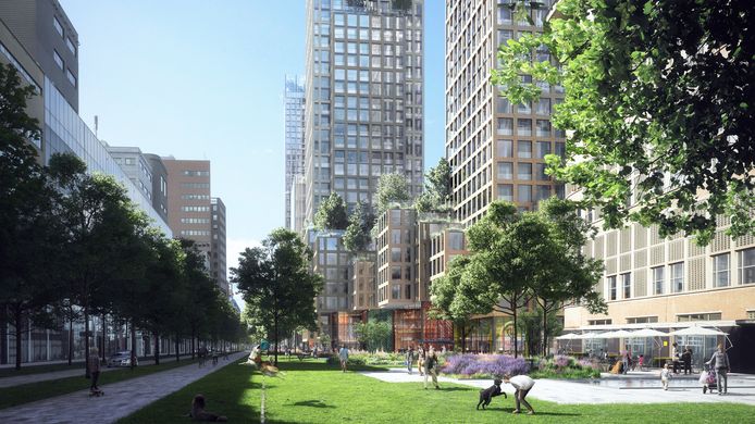 Grootse ontwikkeling bij de entree van station Hollands Spoor aan de Laakzijde. Niet alleen hoogbouw, maar ook een groene stadsstraat.