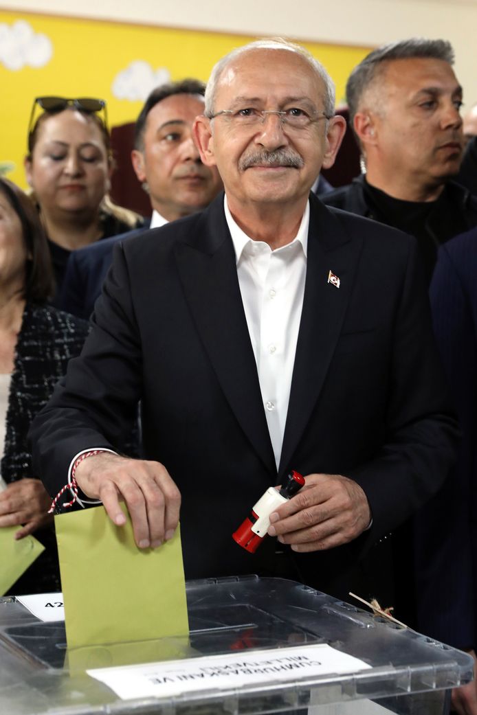 Kemal Kilicdaroglu at a polling station in Ankara.