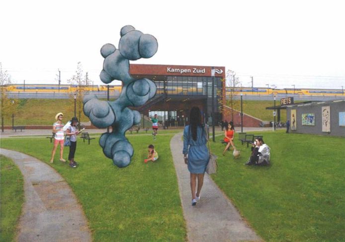'De onmisbare' is het kunstwerk van Joep van Lieshout dat komt bij station Kampen Zuid.