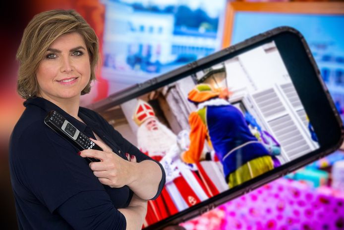 De intocht van Sinterklaas in het verzonnen dorp Zwalk was op televisie en telefoon te zien.