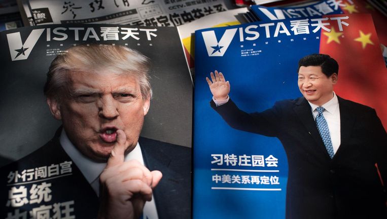 Chinese bladen over de topontmoeting tussen Donald Trump en president Xi in Mar-a-Lago. Beeld afp