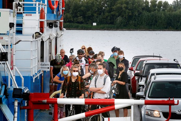 Een volle veeheefrpont tussen Werkendam en Dordrecht. Foto ter illustratie.