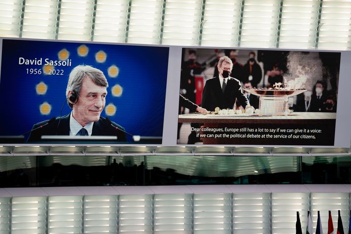 Церемония памяти покойного председателя Европарламента Давида Сассоли в Страсбурге.