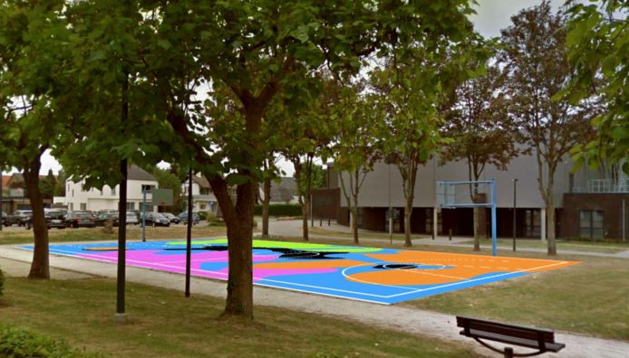 Eender welk voorstel, het basketbalplein zal er nog nooit zo hip hebben uitgezien.