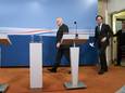 Demissionair premier Mark Rutte en demissionair minister Ferd Grapperhaus (Veiligheid en Justitie) reageren op het oordeel van de rechtbank in Den Haag dat de avondklok per direct moet worden opgeheven.