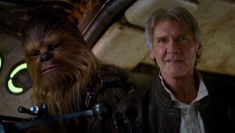 30 jaar later, en terug uit de originele trilogie: Chewbacca en Han Solo. Beeld Lucasfilm