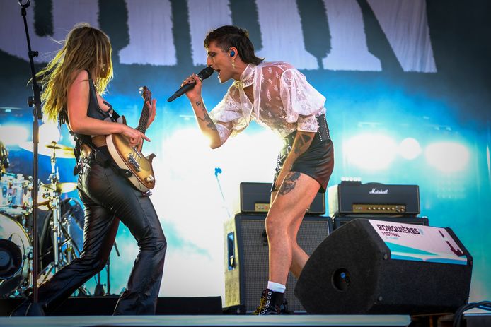 Italian rock band Maneskin performs at
 the first day of the 'Ronquieres Festival' music festival in Ronquieres, Saturday 14 August 2021. BELGA PHOTO HADRIEN DURE