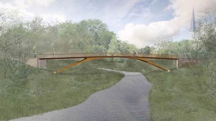 Een simulatiebeeld van de nieuwe brug.