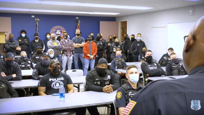 Een bijeenkomst van de straatbrigade Scorpion van de politie in Memphis.