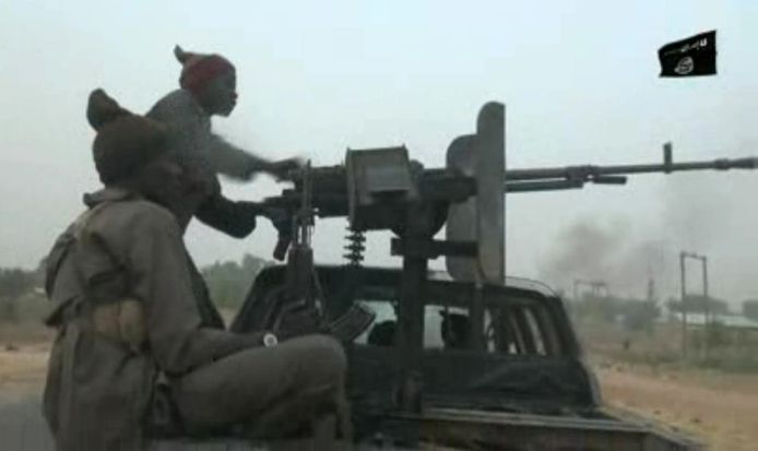 Strijders van Boko Haram in een videostill van videobeelden die de groep vrijgaf op 2 januari, 2018.