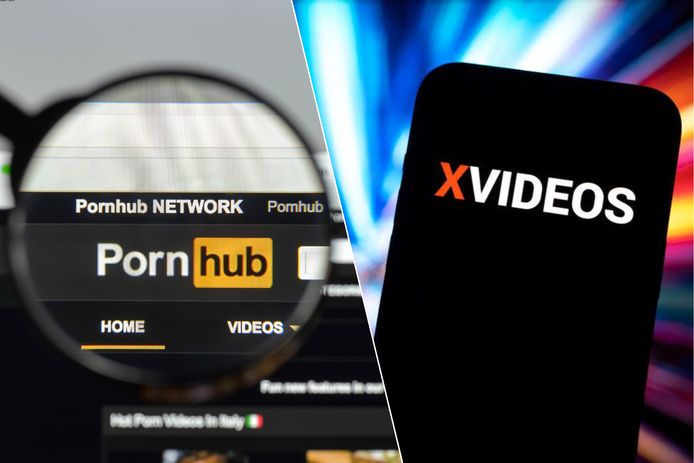 De logo's van Pornhub en Xvideos, ter illustratie.