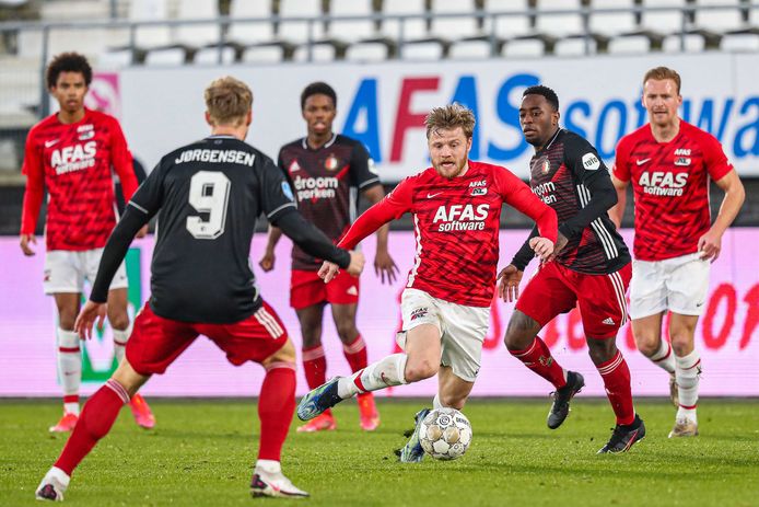 Fredrik Midtsjø afgelopen zondag in actie bij de 4-2 zege op Feyenoord.