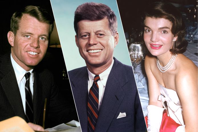 Van links naar rechts: Robert Kennedy, president John F. Kennedy en Jacqueline 'Jackie' Kennedy.