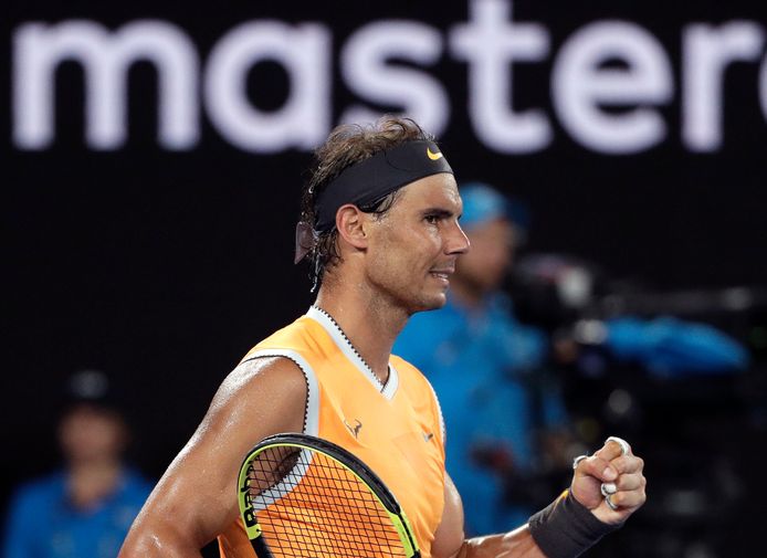 Rafael Nadal haalde het makkelijk in drie sets van thuisspeler Matthew Ebden.(AP Photo/Mark Schiefelbein)