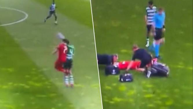 KIJK. Angstaanjagende beelden: Liverpool-speler (17) zakt op veld in elkaar na stevige botsing