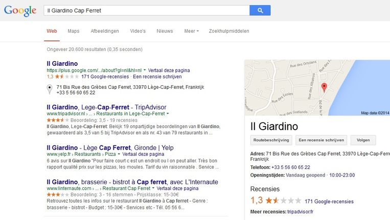 negatieve recensie te hoog in google