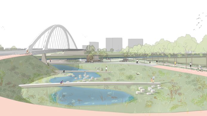 Zo zal de nieuwe Leiebrug tussen Lauwe en Wevelgem eruitzien.