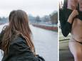 Sharon, aan de Leie in Kortrijk. Rechts een meer uitdagende foto van haar, als sekswerker.
