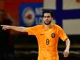 Ayoub Boukhari in actie tijdens de kwalificatiewedstrijd tegen Finland in Almere