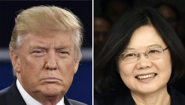 Donald Trump, toekomstig president van de Verenigde Staten en president Tsai Ing-wen van Taiwan. Beeld afp