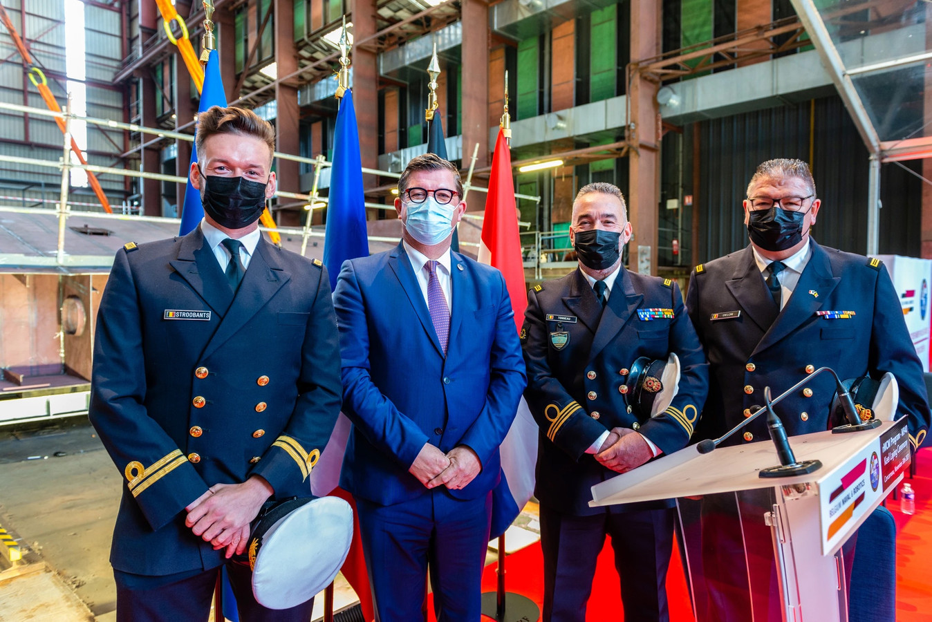 Bij de kiellegging was naast de Chef Defensie Admiraal Michel Hofman en de Commandant van de Belgische marine, Divisie-Admiraal Jan Debeurme ook Burgemeester Bart Tommelein aanwezig.