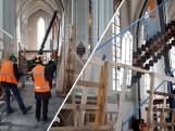 Glazen plaat van 3000 kilo in Stevenskerk in Nijmegen getakeld