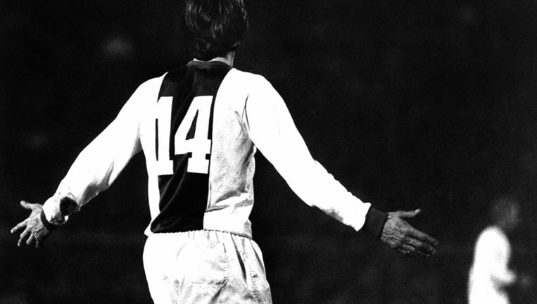 Cruijff bij zijn afscheidswedstrijd in 1978. Beeld Anp