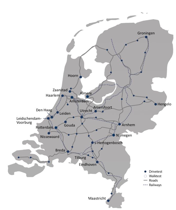 De inspecteurs van P3 reden tussen februari en maart met twee testauto's liefst 3600 kilometer kriskras door Nederland om de kwaliteit en snelheid van mobiele netten te testen. Ook namen ze de trein en deden looptesten in stadscentra.