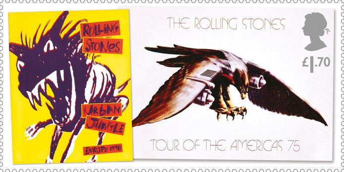 Een postzegel ter ere van de zestigste verjaardag van de Britse band The Rolling Stones.