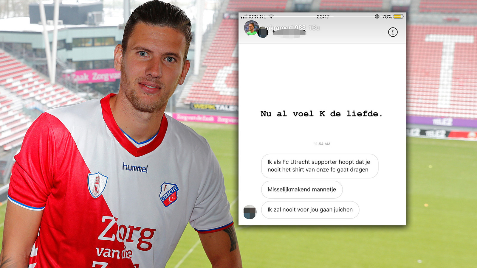 Michiel Kramer Reageert Gevat Op Haatbericht Fc Utrecht Fan Nu Al Voel Ik De Liefde Foto Ad Nl