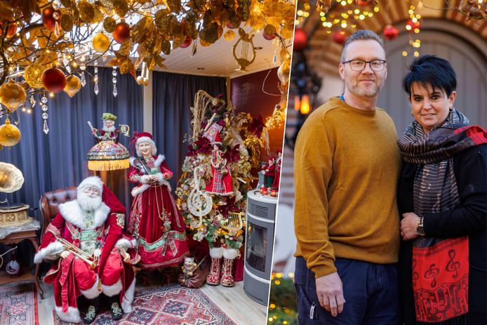 Natalina Tavilla (49) en Patrick Knaepen (50) wonen in hun Limburgs kersthuis met hun zoon Renzo (21), Benner sennenond Hunter en katten Gin en Tonic.