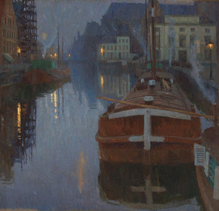 Albert Baertsoen, 'Gent, 's avonds' (1903). Water is de rode draad doorheen zijn oeuvre. Beeld Albert Baertsoen 