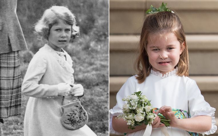 Queen Elizabeth en prinses Charlotte Beeld Getty Images