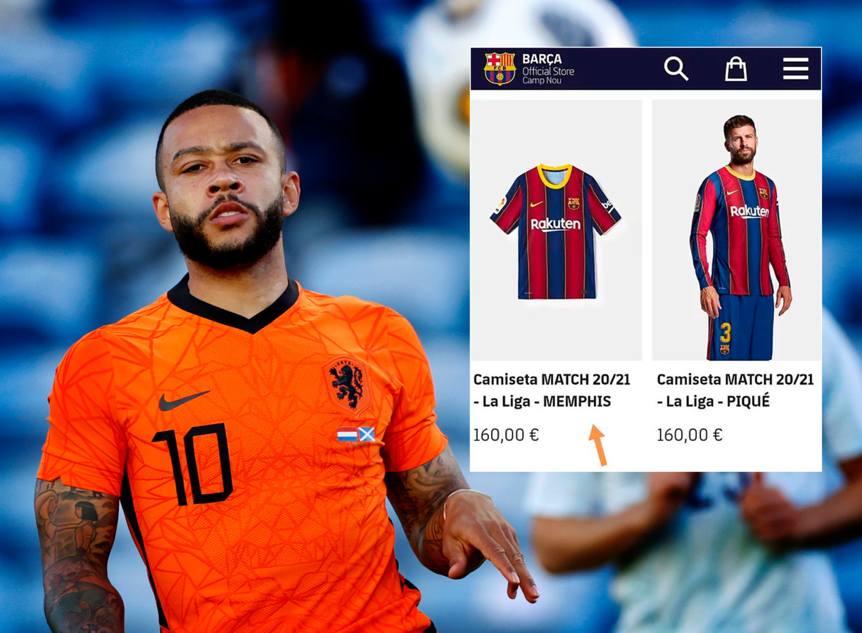 Vertrouwelijk parlement Nu FC Barcelona in de fout: club zet shirt met naam Memphis Depay al te koop |  Foto | AD.nl