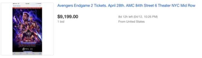 Tickets voor 'Endgame' worden aan woekerprijzen verkocht.