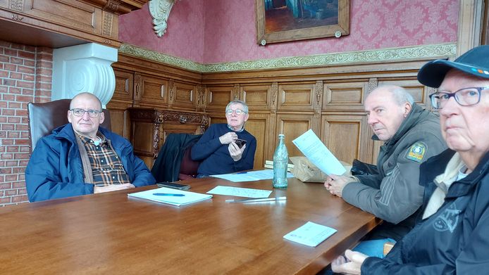 Schepen Herman Minnen, Luc Nijs, Luc Raeymaeckers en Staf Rommes.