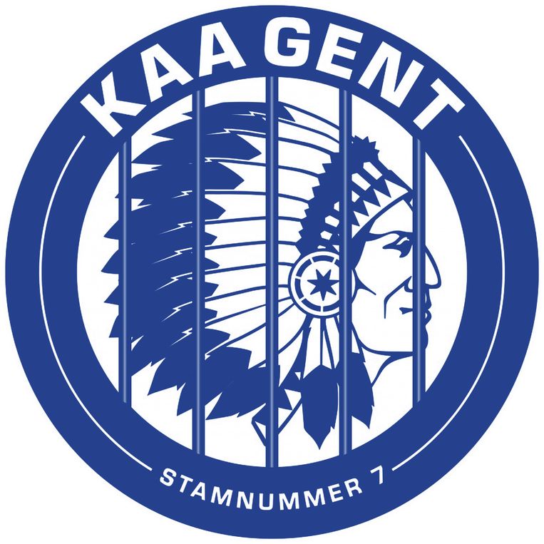 Een alternatief logo voor voetbalclub KAA Gent, gemaakt door Ben Chikha's kunststudenten Hera Jacquet, Simo Nedovic, Stijn Bousard, Omar Pluymers en Maryse De Bruyn.  Beeld RV