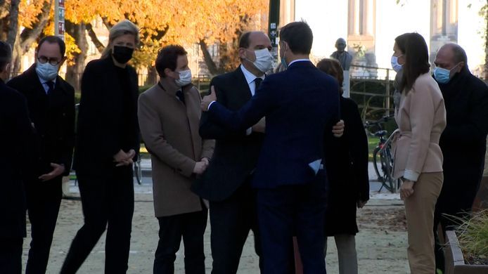 Premier Alexander De Croo ontving maandag zijn Franse collega Jean Castex. Op de achtergrond ook ministers Vincent Van Quickenborne, Annelies Verlinden en Sophie Wilmès.