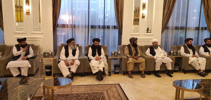 De delegatie van de Taliban in Qatar.