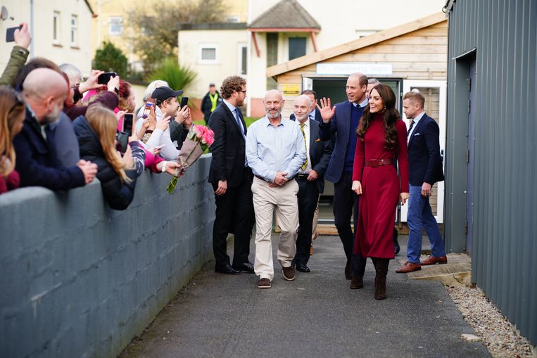 Prins William en hertogin Kate tijdens hun bezoek aan Cornwall. Beeld Getty Images
