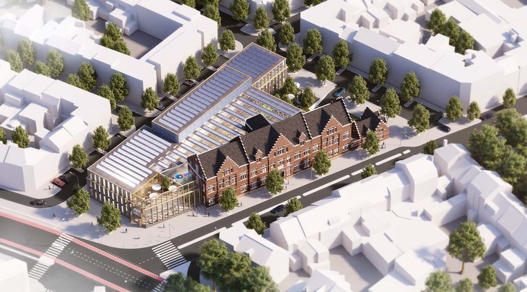 Het nieuwe hoofdkantoor van DSM in Maastricht, dat eind 2023 wordt opgeleverd. Een duurzaam gebouw dat volgens DSM geheel ‘Paris-Proof’ is.	 Beeld DSM