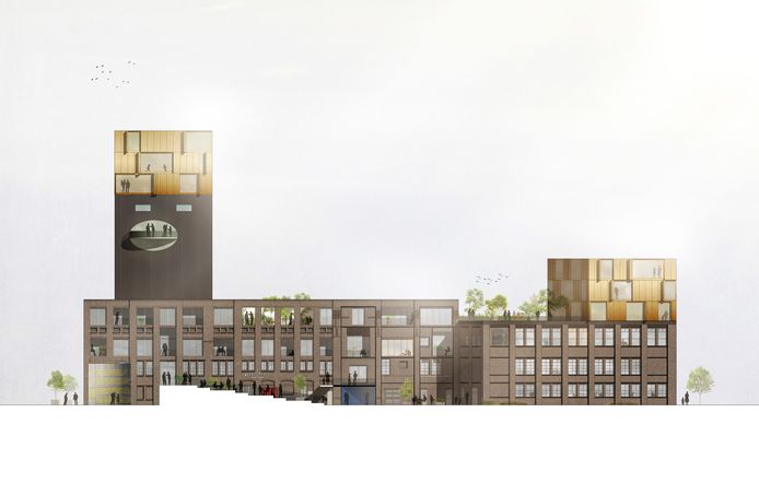 Een schets van de 'nieuwe Honig': wonen en werken in de oude hallen en meeltoren.