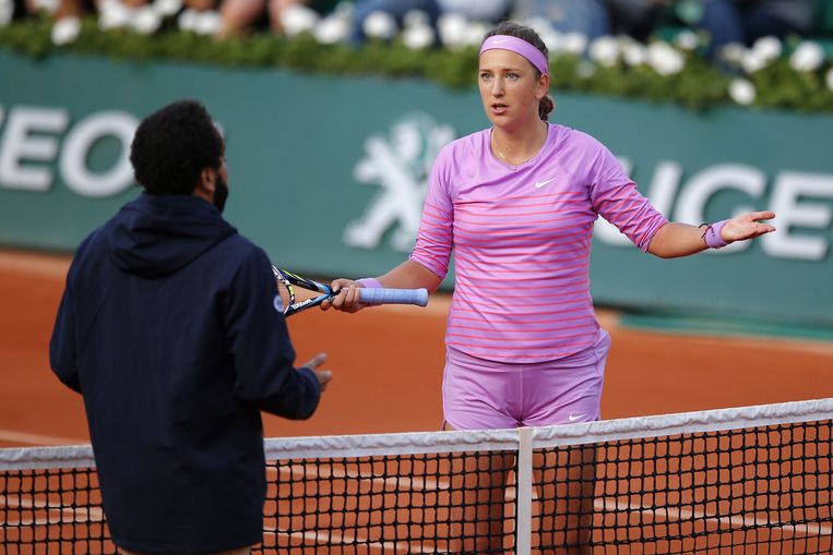 Victoria Azarenka tijdens het duel met Williams Beeld ap