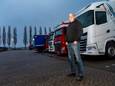 Erik Bezems, woordvoerder namens de truckchauffeurs in Terheijden, op een foto die in januari werd gemaakt naar aanleiding van dieseldiefstal uit de vrachtwagens.