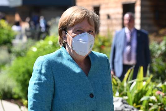 De Duitse bondskanselier Angela Merkel tijdens de G7-bijeenkomst.
